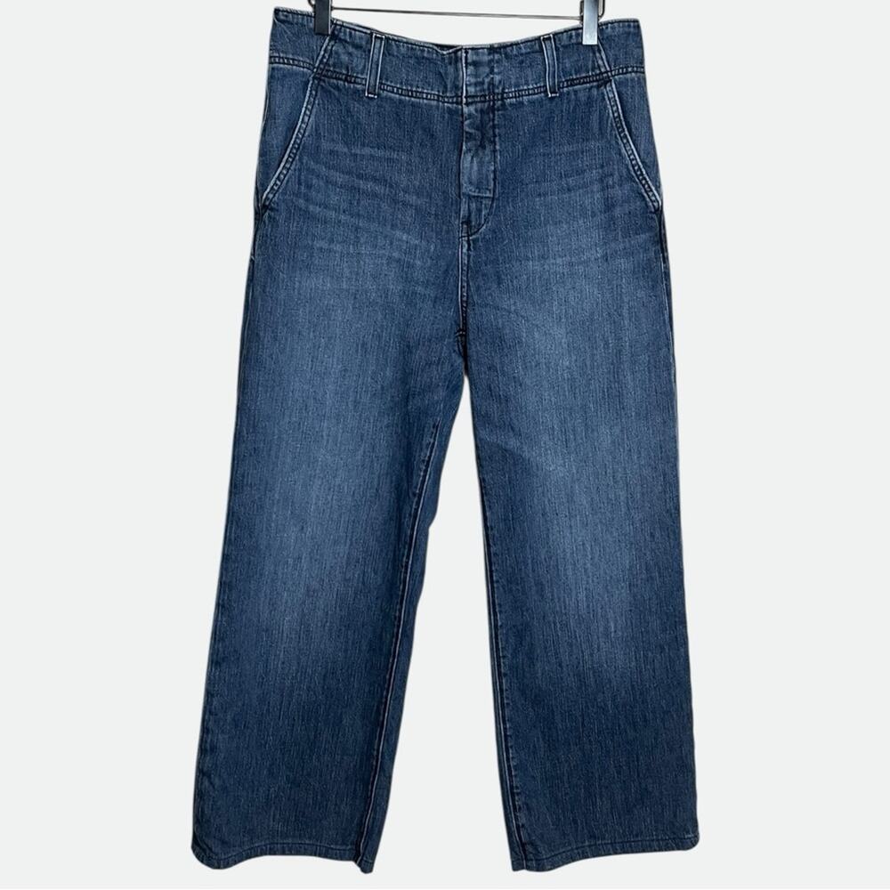ANTHROPOLOGIE Pilcro High Waisted Wide Leg Jeans Dark Wash Size 28 - Picture 2 of 6